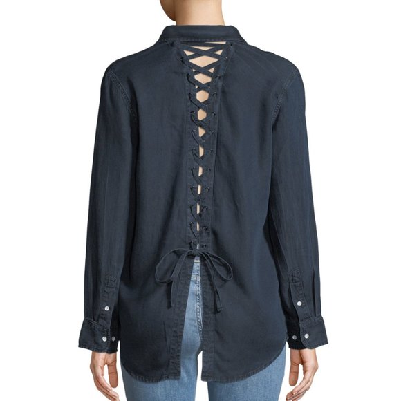 DL1961 Nassau & Manhattan Lace Up Button Front Shirt Size Small - Picture 6 of 6